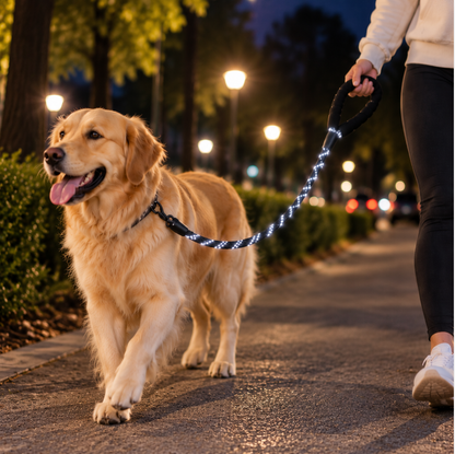 GlowWalk™ Hands-Free Reflective Leash for Safer Evening Walks