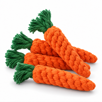 Carrot Rope Dog Chew Toy – Durable Cotton Teething & Tug Toy for Interactive Play
