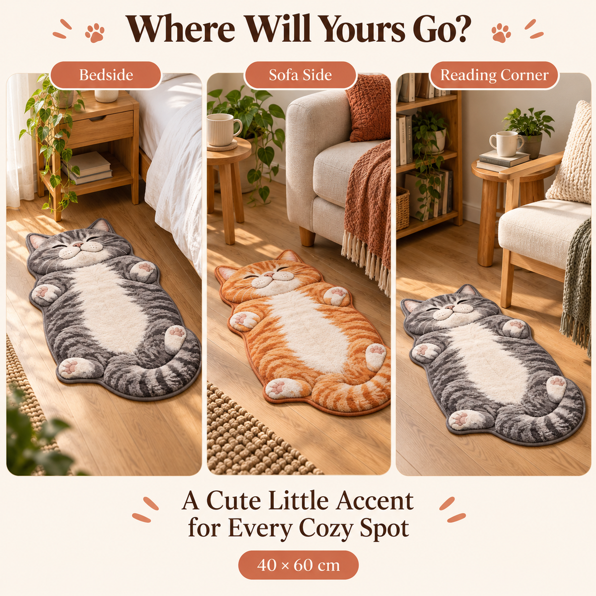 🐱Personalized Cat Shaped Carpet — Choose an exclusive carpet for your cat.