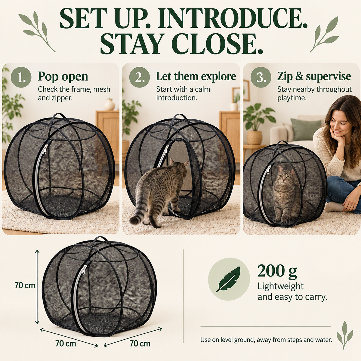 🔥 Today 50% Off!!!🐱360° Panoramic Pop-Up Rolling Cat Playpen Ball🐾
