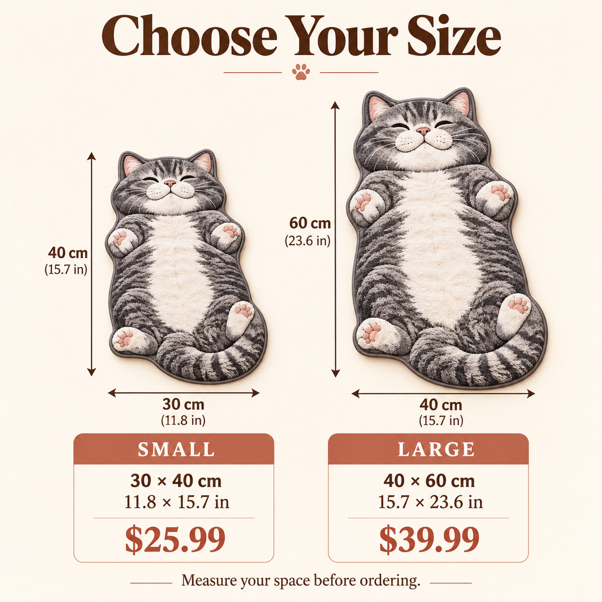 🐱Personalized Cat Shaped Carpet — Choose an exclusive carpet for your cat.