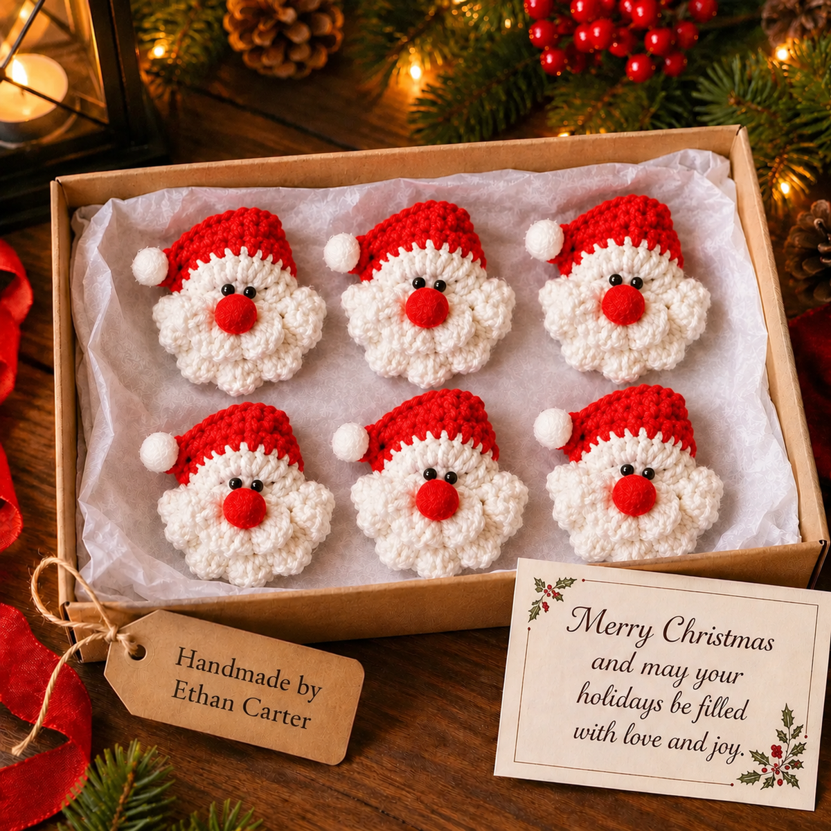 🎅100% Handmade Crochet Santa Ornament  - The Best Christmas Gift