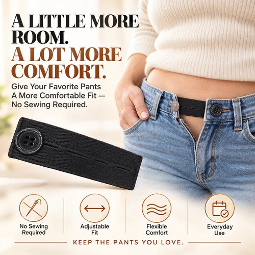 👖 Adjustable Elastic Waistband Button Extender – No-Sew Comfort for Jeans & Pants
