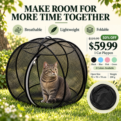 🔥 Today 50% Off!!!🐱360° Panoramic Pop-Up Rolling Cat Playpen Ball🐾