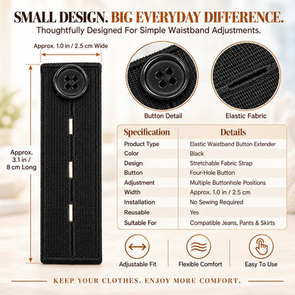 👖 Adjustable Elastic Waistband Button Extender – No-Sew Comfort for Jeans & Pants