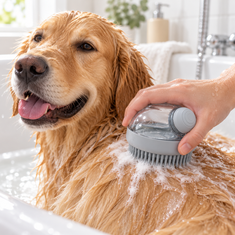 Make Bath Time Easy — Pet Shampoo & Massage Brush